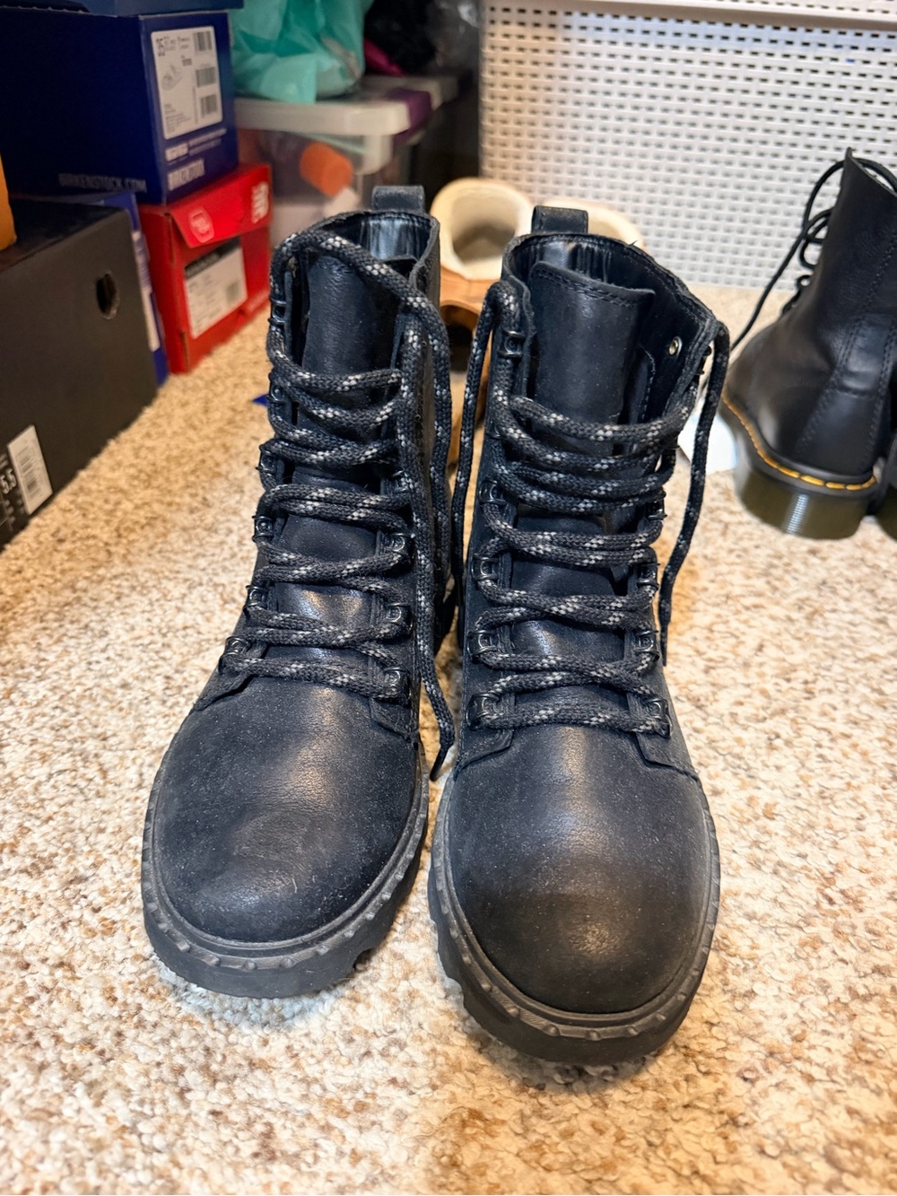 Sorel Black Women’s Lace-Up Hiking Combat Boots